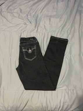 Bubblegum Black Skinny Jeans with White Stitching Detail
